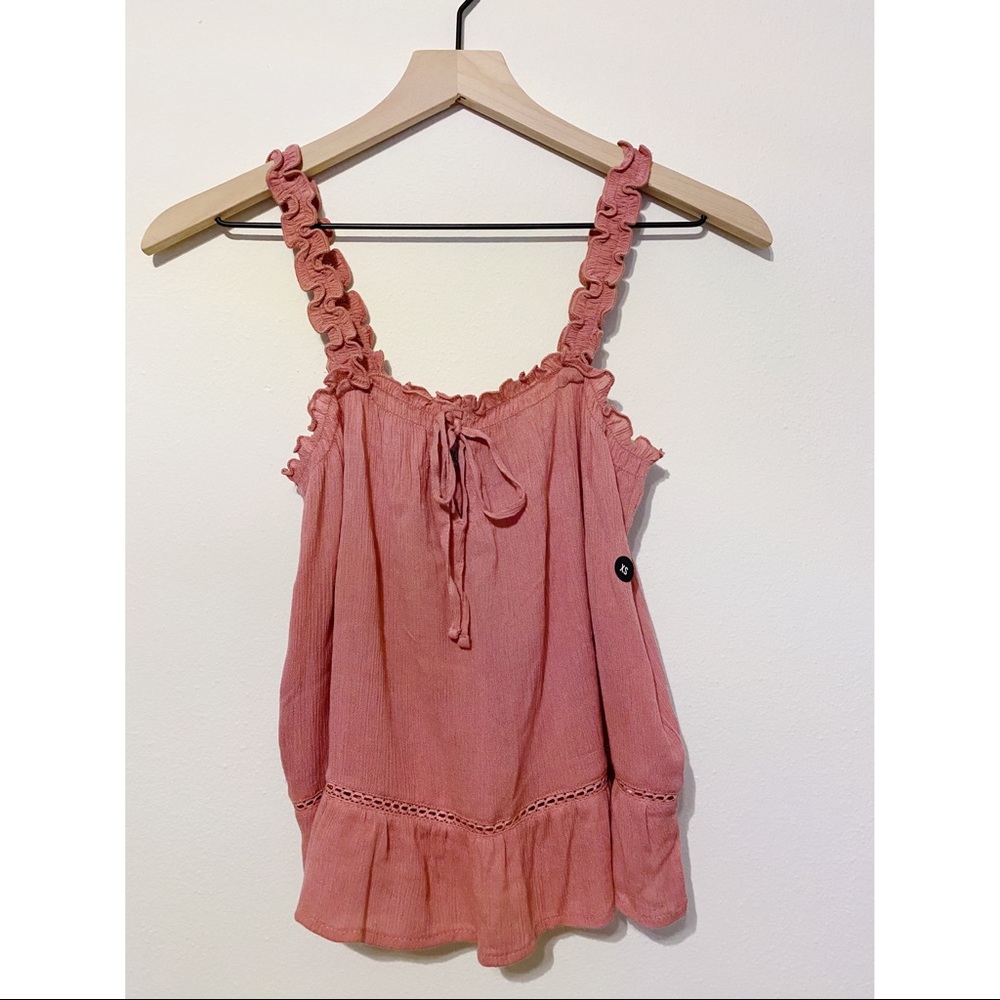 Hollister Pink Ruffle Tie Front Tank